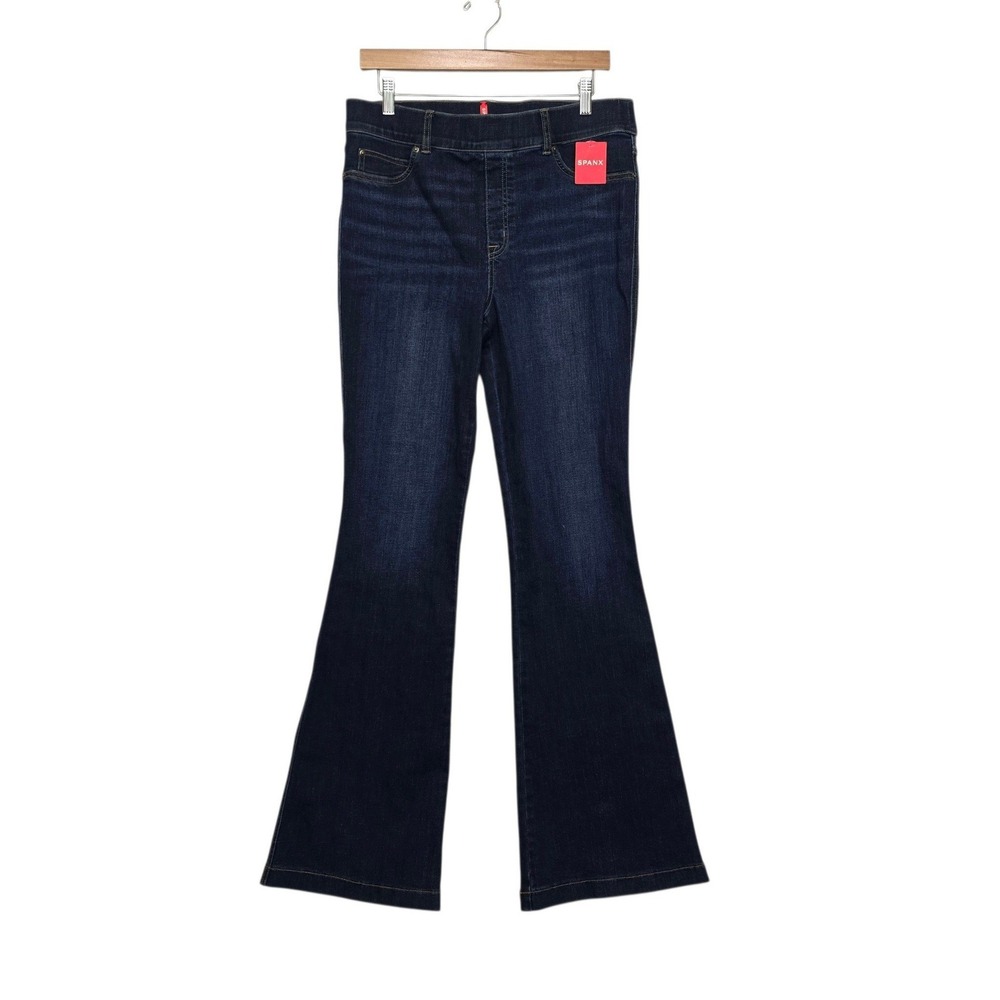 Spanx Flare Jeans Midnight Shade Dark Wash High Rise Pull On 20327R Large L/G